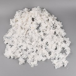 ジュエリー作り用ポリエステルリボン  イミテーションパールとアイアンネイルのレーストリム  蝶  ホワイト  2-1/4インチ（56mm）&nbsp;OCOR-TAC0009-20