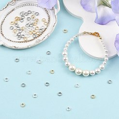 真鍮リングチャームコネクター18個  ブレスレットネックレスエンドループワイヤープロテクター  925銀メッキ  5x1mm  穴：0.7mm&nbsp;KK-FS0002-16S