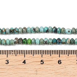天然石湖北ターコイズビーズ連売り  多面カット  ロンデル  グレードA  4x2mm  穴：0.6mm  約159個/連  15.16''（38.5センチメートル）&nbsp;G-B175-A14-2x4mm