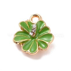 合金エナメルチャーム  ラインストーン付き  花のチャーム  ゴールドカラー  ミックスカラー  14x12.5x4mm  穴：2mm&nbsp;X-ENAM-M055-30G