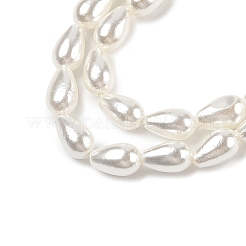 電気メッキシェルパールビーズ連売り  ドロップ  ホワイト  7~8x4~5mm  穴：1~1.2mm  約57個/連  15.7インチ（40cm）&nbsp;BSHE-G010-4x7mm-01