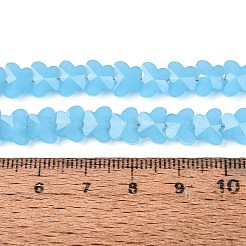 ジェイド風ガラスビーズ連売り  蝶  多面カット  ライトスカイブルー  6x8x4~4.5mm  穴：0.9~1mm  約97~102個/連  22.64~24.61インチ（57.5~62.5cm）&nbsp;GLAA-Q118-01A-A03