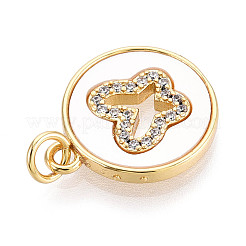 Brass Micro Pave Clear Cubic Zirconia Pendants&nbsp;KK-N268-72G