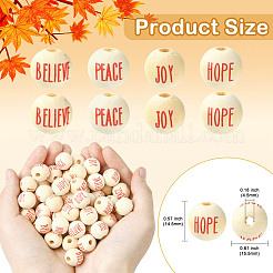 80Pcs 4 Styles Printed Wood Beads&nbsp;WOOD-CJ0002-70