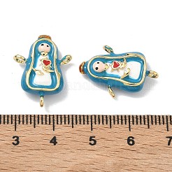 真鍮エナメル宗教バージンシャンデリアコンポーネントリンク  長持ちメッキ  カドミウムフリー＆鉛フリー  ラックめっき  18KGP本金メッキ  ホワイト  21x15~16x6mm  穴：1.5~1.6mm&nbsp;X-KK-Z153-05G-01