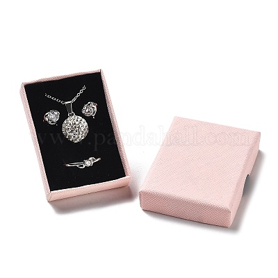 厚紙のジュエリーセットボックス  内部のスポンジ  長方形  ピンク  7.05~7.15x5.05x1.55~1.6cm&nbsp;CBOX-C016-01E-01-1