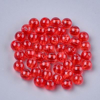 透明プラスチックビーズ  ラウンド  レッド  6x5.5mm  穴：1.8mm  約500個/50g&nbsp;X-KY-T005-6mm-631-1