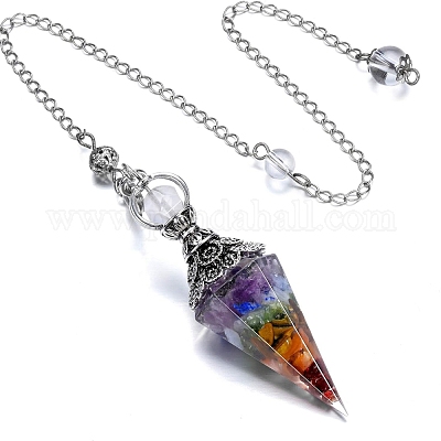 Gemstone & Resin Hexagonal Pointed Dowsing Pendulums&nbsp;PW-WG7D05E-05-1