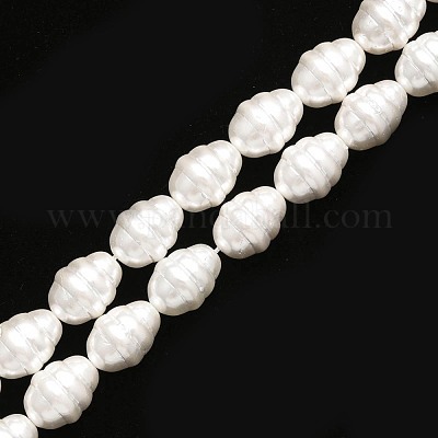 シェルパールビーズ連売り  洗練された  オーバル  雪  16x12mm  穴：1mm  約25個/連  15.75インチ（40cm）&nbsp;PEAR-T005-02-1