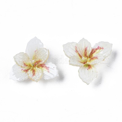 プラスチックビーズ  花  乳白色  18x19x6mm  穴：0.8mm&nbsp;KY-N015-035-1
