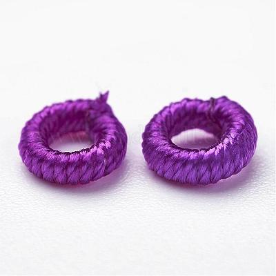 ポリエステルファブリックビーズ  リング  暗紫色  6x2mm  穴：3mm  約200個/袋&nbsp;WOVE-N003-66-1