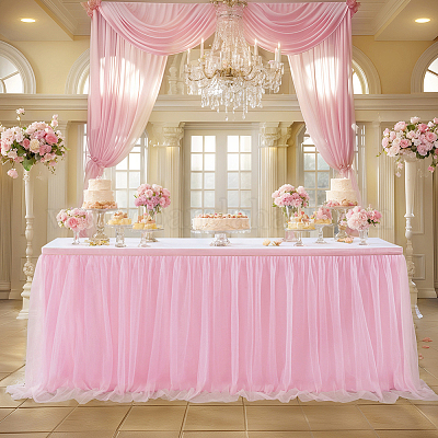 Polyester Table Skirt&nbsp;AJEW-WH20019-110A-1