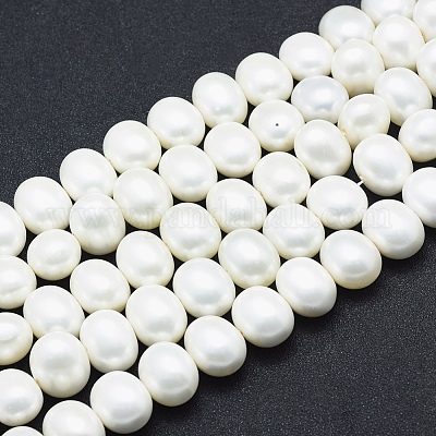 シェルパールビーズ連売り  洗練された  オーバル  ホワイト  16x13x12mm  穴：1mm  約32個/連  16.1インチ（41cm）&nbsp;BSHE-F001-02B-1