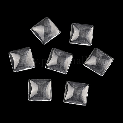 透明なガラスの正方形カボション  透明  10x10x4mm&nbsp;GGLA-S022-10mm-1