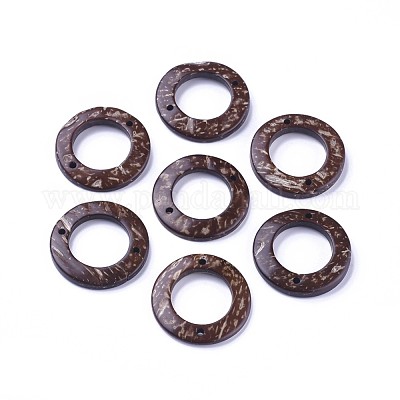 コー​​ヒーココナッツリングリンク  リング  30x4mm  穴：2mm&nbsp;X-COCO-I002-017-1