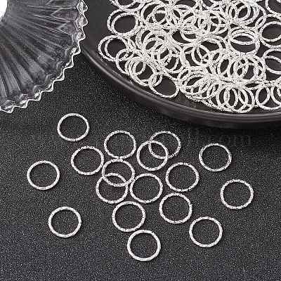 アイアン製フレームコネクター  テクスチャ  丸いリング  溶接されていない  銀色のメッキ  12mm&nbsp;IFIN-YW0001-90S-1