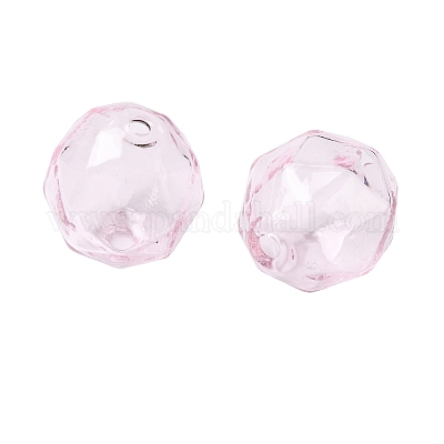 透明ガラスビーズ  多面カット  ラウンド  パールピンク  14x13.5x14mm  穴：1.6mm&nbsp;GLAA-A041-01A-05-1