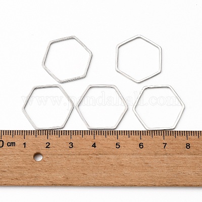 真鍮製フレームコネクター  六角  プラチナ  20x22.5x1mm  約1000個/袋&nbsp;KK-S327-03P-1