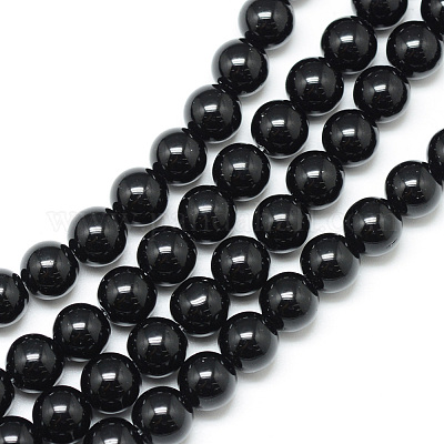 Synthetic Black Stone Bead Strands&nbsp;G-R345-4mm-35-1-1