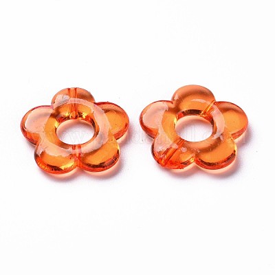 透明なアクリルビーズフレーム  花  ダークオレンジ  19x20x3.5mm  穴：1.6mm  内径：6.5mm  約632個/500g&nbsp;TACR-S154-29B-84-1