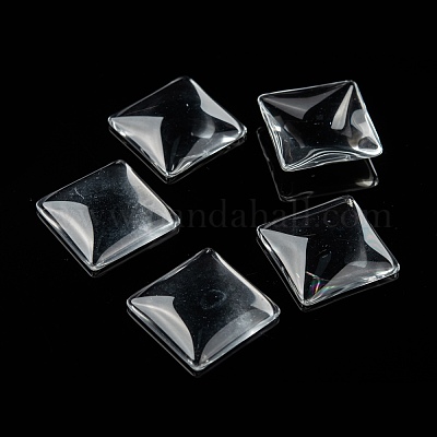 透明なガラスの正方形カボション  透明  25x25x6mm&nbsp;GGLA-A001-25mm-1