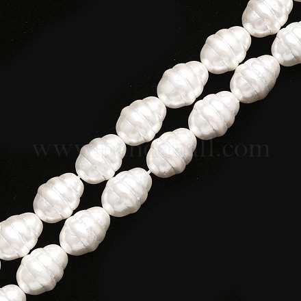 シェルパールビーズ連売り  洗練された  オーバル  雪  16x12mm  穴：1mm  約25個/連  15.75インチ（40cm）&nbsp;PEAR-T005-02-1