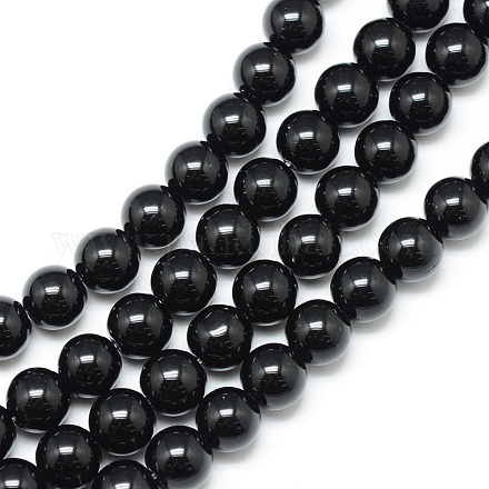 Synthetic Black Stone Bead Strands&nbsp;G-R345-4mm-35-1-1