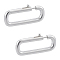 2Pcs 925 Sterling Silver Spring Ring Clasps, Rectangle, Silver, 22x9x2.5mm, Inner Diameter: 18x4mm