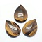 Natural Tiger Eye Cabochons, Drop, 34~35x24~25x6.5~7mm