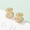 Brass Micro Pave Cubic Zirconia Stud Earrings, Pave Cluster Earring, Rack Plating, Long-Lasting Plated, Real 18K Gold Plated, Letter S, 13x10.5mm