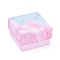 Cardboard Box Ring Boxes, with Sponge Inside, Square, Sky Blue, 5.2x5.2x3.2cm