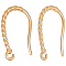 40Pcs Brass Ear Wire, Real 18K Gold Plated, 18x1.4mm, Hole: 1.9mm, Pin: 0.8mm