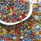 6/0 Glass Seed Beads, Trans. Colours Lustered, Round, Mixed Color, 4mm, Hole: 1.5mm, about 4500pcs/pound