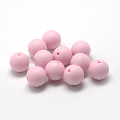食品グレードの環境に優しいシリコーンビーズ  ラウンド  ピンク  14~15mm  穴：2mm
