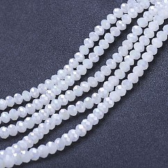 電気メッキガラスビーズセット  模造ヒスイビーズ  ABカラーメッキ  多面カット  ロンデル  雪  4x3mm  穴：0.8~1mm  約105~110個/連  38~39のCM。