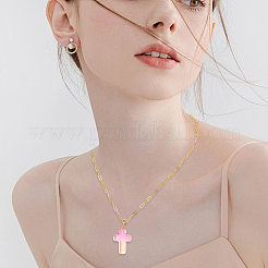 28 個 14 スタイルのガラスペンダント  ゴールデンメッキ鉄パーツ  クロス  ミックスカラー  28.5~29x18~18.5x4.5~5mm  穴：5.5~6.5x3mm  2個/スタイル&nbsp;GLAA-BM0001-05