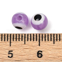 光沢のある不透明アクリルビーズ  丸い目  暗闇で光る  ミディアム蘭  6mm  穴：1.6mm&nbsp;LACR-G050-01D
