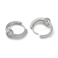 クリアキュービックジルコニアハートフープピアス  女性のための真鍮のアクセサリー  プラチナメッキ  16.5x5.5mm&nbsp;EJEW-L292-009P