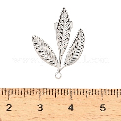 304ステンレススチールスタッドピアス金具  葉  カン付き  ステンレス鋼色  23.5x17mm  穴：1.5mm  ピン：1mm&nbsp;LS-STAS-Z199-03P-04