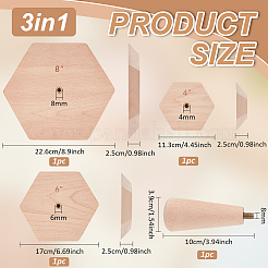 木製セラミックボウル型  ハンドル付き  木工 DIY プロジェクト用の未完成の木材  六角  100~226x25~39mm  穴：4~8mm&nbsp;WOOD-WH0030-98A