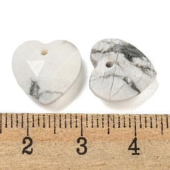 天然ハウライトのファセットハートチャーム  13x13x6mm  穴：1mm&nbsp;G-G123-01I