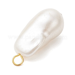 アブシミテーションパールペンダント  オーバル  鉄ループ付き  ゴールドカラー  35~36x15~15.5x15mm  穴：4mm&nbsp;PALLOY-JF04059-01
