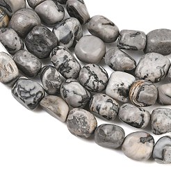 天然な地図の石のビードの繊維  ナゲット  タンブルストーン  9~11x8~10x6~10mm  穴：0.8mm  約18~19個/連  6.89~7.28''（17.5~18.5センチメートル）&nbsp;GG-CBA787B-A38
