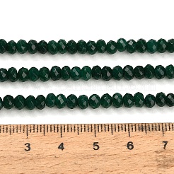 染め加工天然石ホワイトジェイドビーズ連売り  ロンデル  多面カット  濃い緑  4x3mm  穴：0.9mm  約118個/連  13.78''（35センチメートル）&nbsp;GG-CBAF9EE-A15-3x4mm