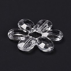 クリアアクリルコネクター  ビーズ  花  透明  46x41x6mm  穴：2mm  約99個/500g&nbsp;PL401Y-4