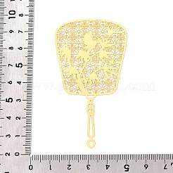 真鍮製ビッグサイズペンダントトップ  ファン  エッチングされた金属装飾  長持ちメッキ  ニッケルフリー  18KGP本金メッキ  74.5x40x0.2mm  穴：2mm&nbsp;KKC-T003-44G