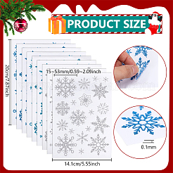 クリスマス冬テーマ紙粘着ステッカー3袋  雪の結晶模様  ミックスカラー  200x141x0.1mm  ステッカー：15~53x15~53mm  9枚/袋&nbsp;DIY-BC0016-12