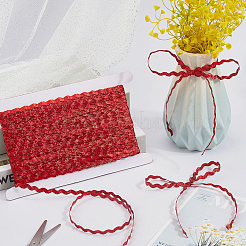 ポリエステル製ウェーブフリンジトリムリボン3ロール  ウェーブベンディングレーストリム  レッド  1/4インチ（7mm）&nbsp;OCOR-GF0004-46D