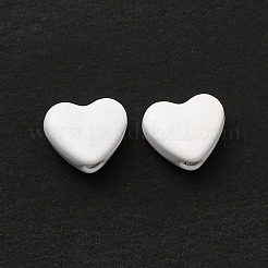 ハートスプレー塗装合金ビーズ  カドミウムフリー＆ニッケルフリー＆鉛フリー  ホワイト  5x6x3mm  穴：1.2mm&nbsp;FIND-G053-01O