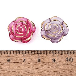 透明なアクリルビーズ  ゴールドライン入り  花バラ  ミックスカラー  18.5x19x7mm  穴：1.6~1.8mm  約467個/500g&nbsp;AC-N166-07